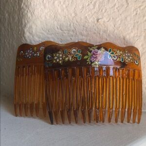 Vintage Floral Amber Hair Comb